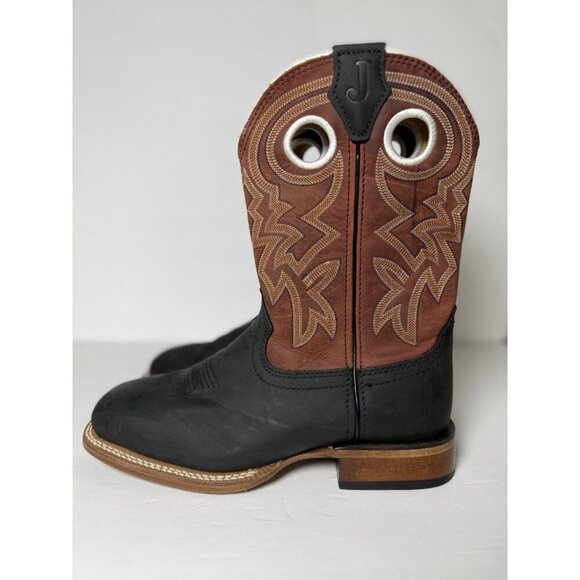 Justin Big News 11” Western Black Red Cowhide Boot Mens Size 7D FN7022 NEW - Picture 2 of 16